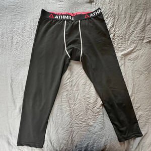 Athmile Black/Red Athletic Compression Running Leggings- XL